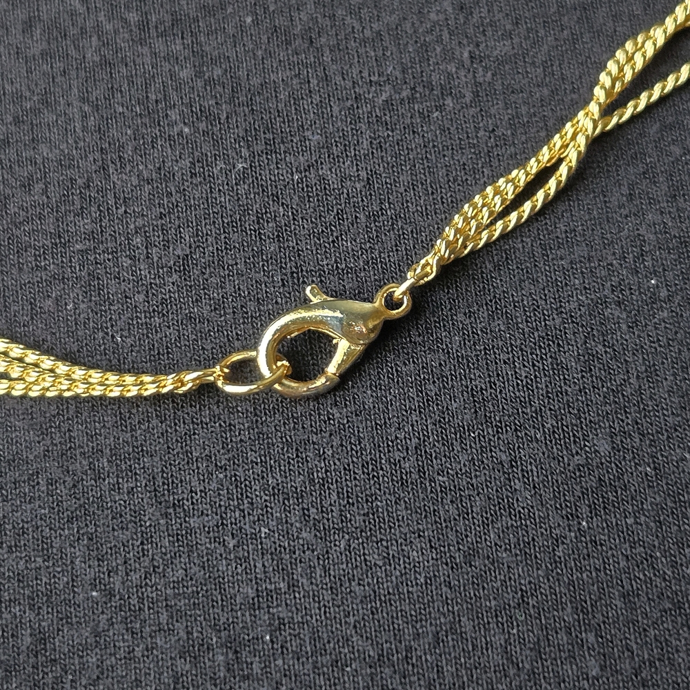 VTG Multi-Strand Goldtone Chain Necklace w Orange/Earth Tone Translucent Beads - Picture 3 of 4